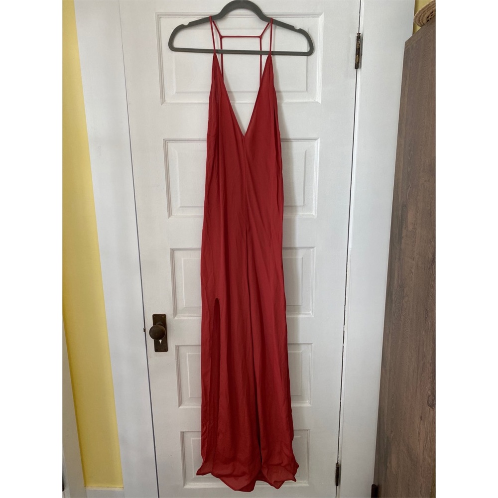 Reformation coral maxi dress with slit